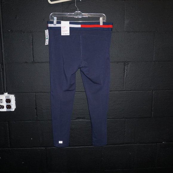 NWT HILFIGER LEGGINGS cropped mid-rise L Pant blue - Picture 5 of 6